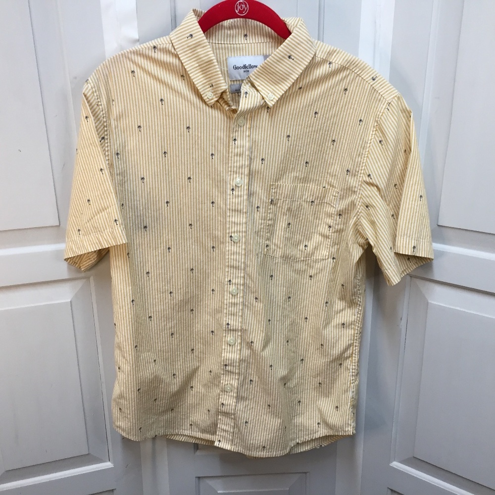 Goodfellow & Co Stripped Palm Tree Print Button Down Shirt